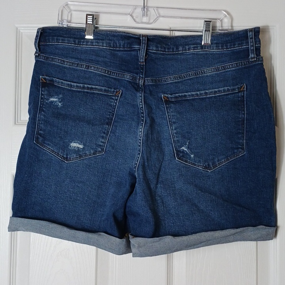 a.n.a High Rise Midi Jean Shorts Cuffed Distressed Chic Summer Size 16 - Picture 2 of 8